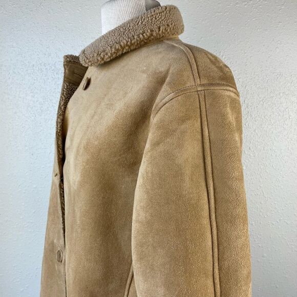 Lands End Faux Shearling Button Down Jacket Size 10-12 EUC - Picture 5 of 10